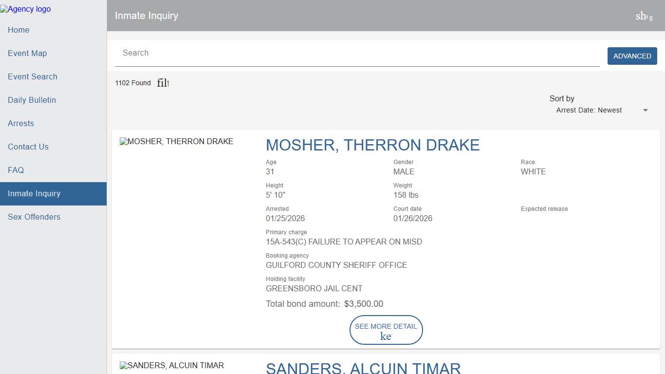 Guilford County SO Police To Citizen Police to Citizen - Inmates catalog